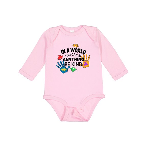 Inktastic In a World You Can Be Anything Be Kind Autism Awareness Boys or Girls Long Sleeve Baby Bodysuit
