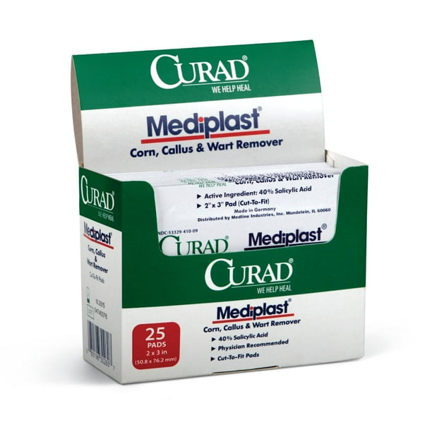 Curad Mediplast (25 Pads) Corn, Callus, and Wart Remover, 40 Salicylic