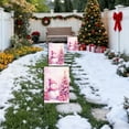 thumbnail image 4 of Pink Christmas Garden Flag, Double Sided Outdoor Decoration with Snowman and Reindeer Motifs, Festive Yard Flag for Holiday Season, Suitable for Garden, Porch, Patio, and Balcony Display, 4 of 6