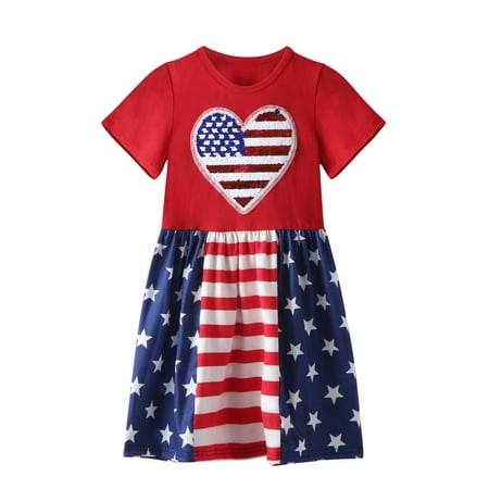 

Summer Savings Clearance! Dezsed 4Th Of July Girls Dress Toddler Baby Girls Independence Day Printed Short Sleeve Backless Summer Dresses 6M-4Y Kids Dresses For Girls Gifts
