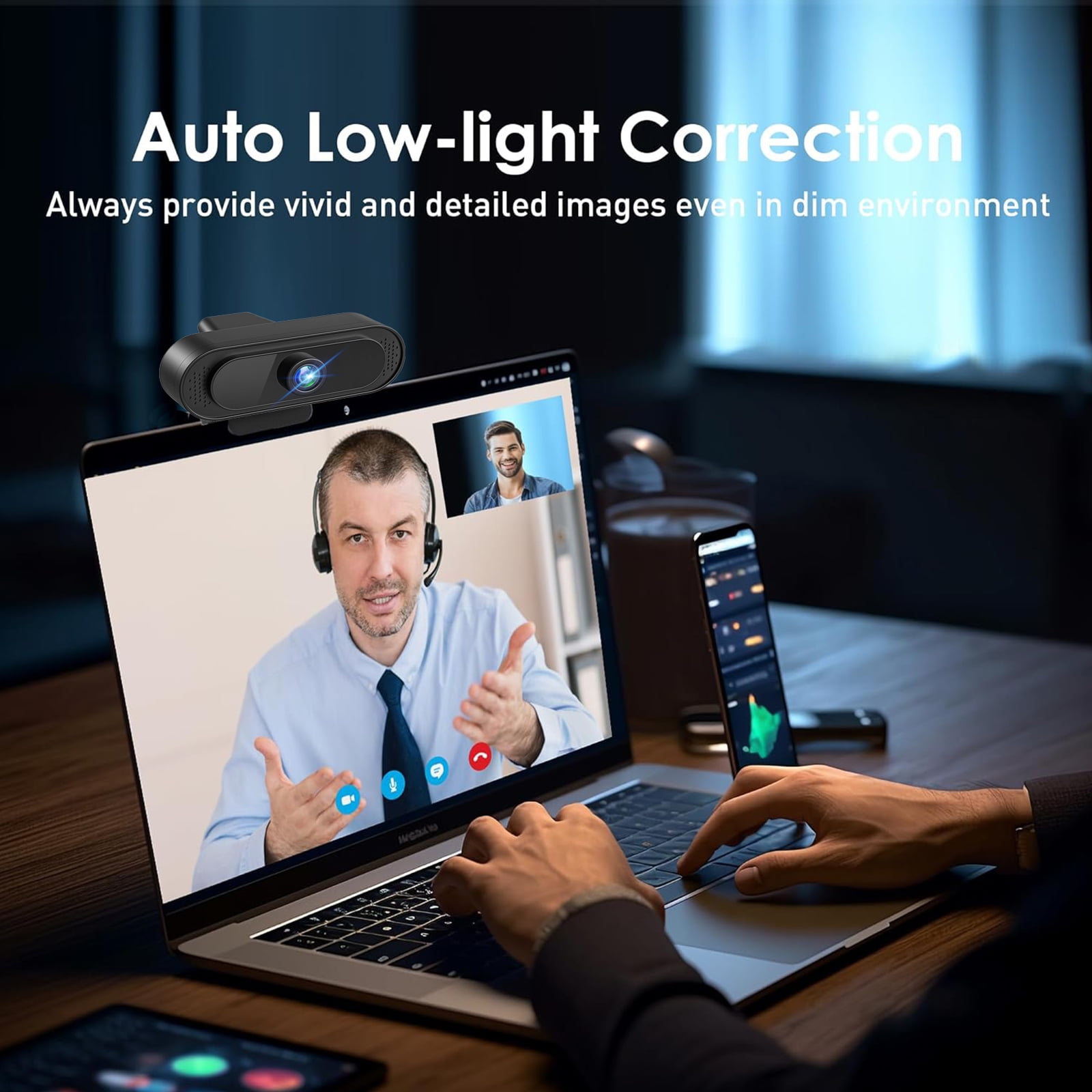 RONY 2K QHD Webcam: USB Autofocus PC Webcam with Noise-Canceling Mic, Streaming Computer Camera for PC Laptop Desktop