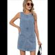 thumbnail image 2 of Vestido Vaquero Sin Mangas para Mujer, Informal, de Verano, con Cuello Redondo, Corte A, Minivestido, Tipo , con Bolsillos, Azul, Talla XL, 2 of 6