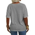 thumbnail image 3 of Solid Color Women Plus Size V-neck Casual Shirt Short Sleeved Simple Tee Tops, 3 of 4