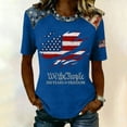 thumbnail image 2 of Youpwaven Women's 250th Anniversary USA T-Shirt, Patriotic We the People Distressed Flag Print Top, Independence Day Round Neck Short Sleeve Tee, 250 Years of Freedom Graphic Shirt, 2 of 5