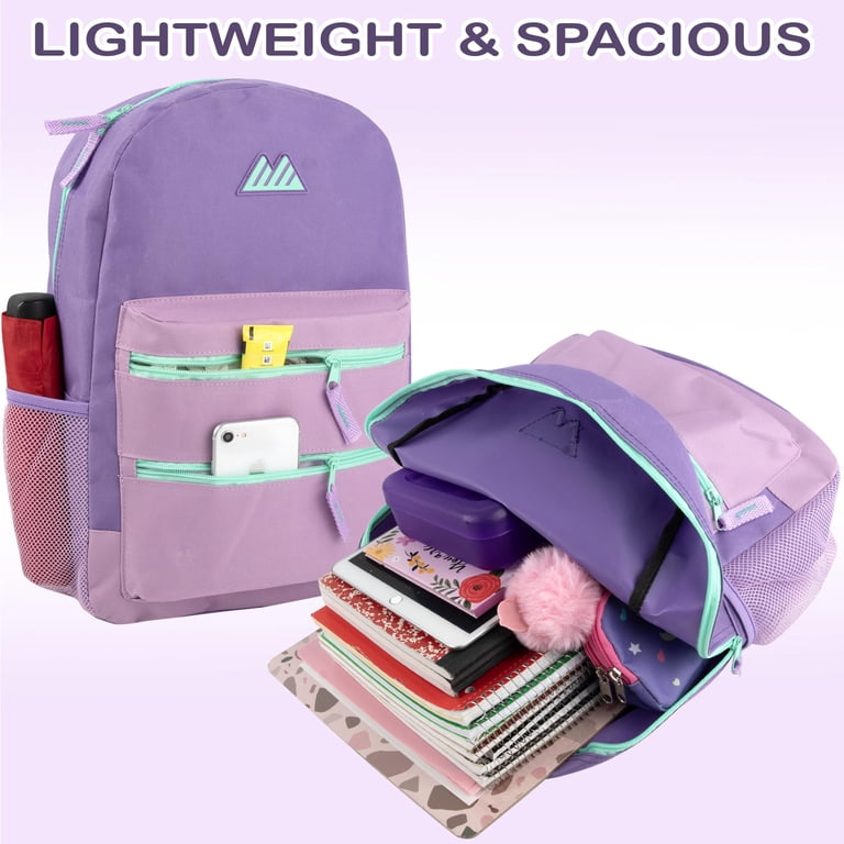 17 Inch Two Tone Color Multipocket Backpack with Pop Color 
