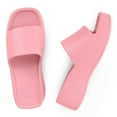 thumbnail image 5 of Spencer Women Platform Sandals Soft Padded Platform Wedges Slide Sandals Comfy Square Open Toe Summer Slides Trendy Slippers, Pink, 5 of 9