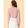 thumbnail image 4 of Cárdigan Crop Top Dobladillo Curvo Frente Abierto Bolero Encogimiento Hombros De Otoño Invierno Para Mujer Rosa XL, 4 of 5