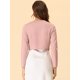 thumbnail image 4 of Cárdigan Crop Top Dobladillo Curvo Frente Abierto Bolero Encogimiento Hombros De Otoño Invierno Para Mujer Rosa XL, 4 of 5