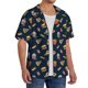 thumbnail image 2 of Balery Fast Food Camisa Casual de Manga Corta con Botones para Hombre, Texturizada, Estilo Cubano, para Playa, Verano-Small, 2 of 5