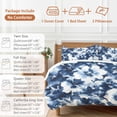 thumbnail image 6 of Navy Blue 4 Piece Duvet Cover Set California King Size Flower Blooming Watercolor Ink Floral Botanical Soft Bedding Set Comforter Cover, 1 Duvet Cover 1 Flat Sheets and 2 Pillowcases, 6 of 9