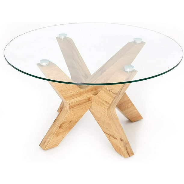 Ivinta Round Glass Coffee Tables For, Round Timber And Glass Coffee Table