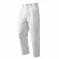 thumbnail image 2 of Guluxicc Men's Cotton Dress Pants with Pockets Button Front Loose Long Straight Leg Trousers for Summer Golf Wear Business Casual Outfits, 2 of 5