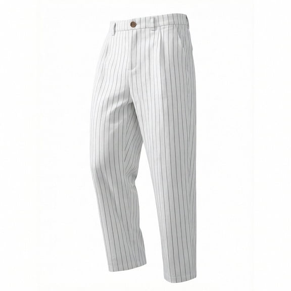 hotojiny Men's Dress Pants Regular Fit Casual Pleated Business Mens Pants Comfort Striped Straight Leg Work Golf Slacks