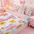 thumbnail image 3 of meiyoeat Cartoon Floral Alphabet Print Zipper Bedding Set For Girls,Flowers Blossom Monogram J Zipper Bedding Set For Kids,pink Reversible,4 Pieces, 3 of 7