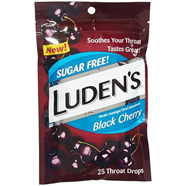 5 Pack Luden's Sugar Free Black Cherry Lozenges 25 Throat Drops Each