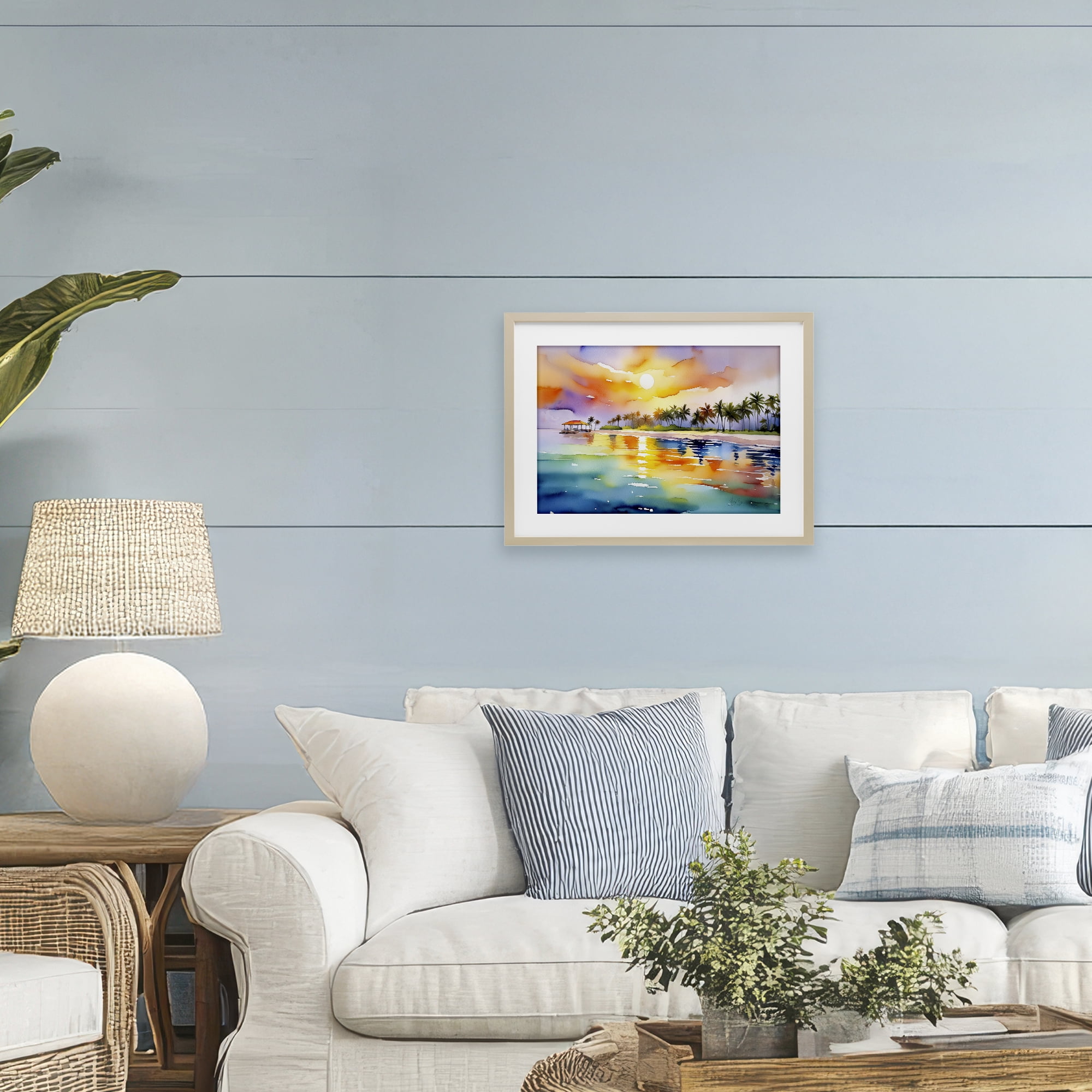 Stupell Industries Caribbean Calm Sunset Birch Framed Print Under Glass, design by Shelly Craig
