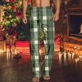 thumbnail image 2 of GuangCheng Mens Pajamas Green and White Plaid Lounge Pants, Soft Comfortable Sleepwear with Elastic Waistband,Size:2XL, 2 of 5