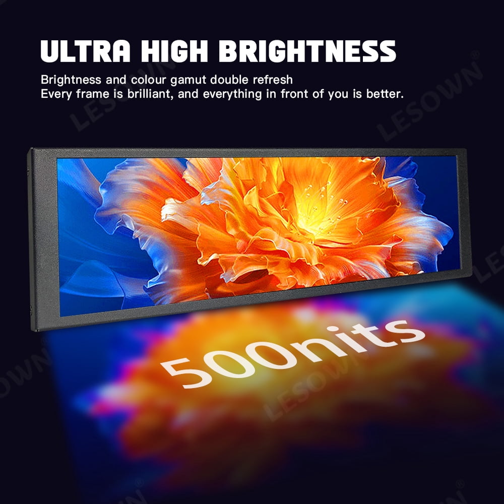 LESOWN Long Strip Monitor 7.9 inch IPS Secondary Screen Stretched Bar Display LCD 400x1280 HDMI Monitor 7.84" Small Expansion Display for Laptop Raspberry Pi Black