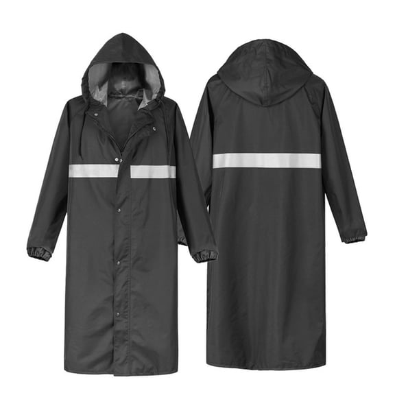 Mens Long Safety Rain Coats with Air Vents Reflective Stripes Waterproof Packable Rain Jacket with Hood Lightweight(XL)