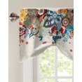thumbnail image 3 of Tie Up Valance Curtain for Kitchen, Bohemian Watercolor Flower on Linen Rod Pocket Short Curtains Adjustable Tie-Up Shade Valances, Vintage Floral Window Treatment for Bathroom Living Room Bedroom, 3 of 7
