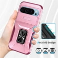 thumbnail image 2 of For Google Pixel 11 / 11 Pro Slim Fit Shockproof Hybrid with Slide Camera Cover & Rotated Ring Kickstand, [Military-Grade] Phone Case,Pink,For Pixel 11 / 11 Pro, 2 of 8