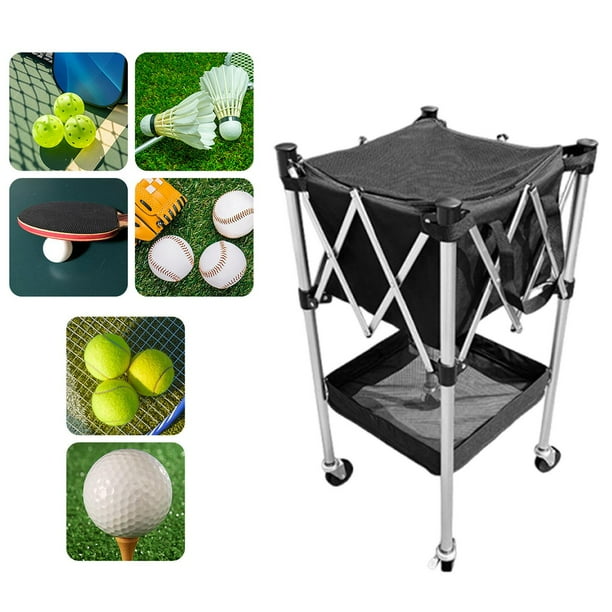 Cesta para pelotas de tenis, carrito para pickleball, cesta portátil para recoger pelotas de pickleball, móvil para recoger de pickleball, gimnasios,