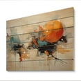 thumbnail image 2 of Designart "Blue Orange Bold Energy III" Abstract Collages Print on Natural Pine Wood, 2 of 5