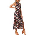 thumbnail image 4 of Allegra K Women's Sleeveless Floral Split Hem Keyhole Flowy Summer Boho Maxi Dress, 4 of 5