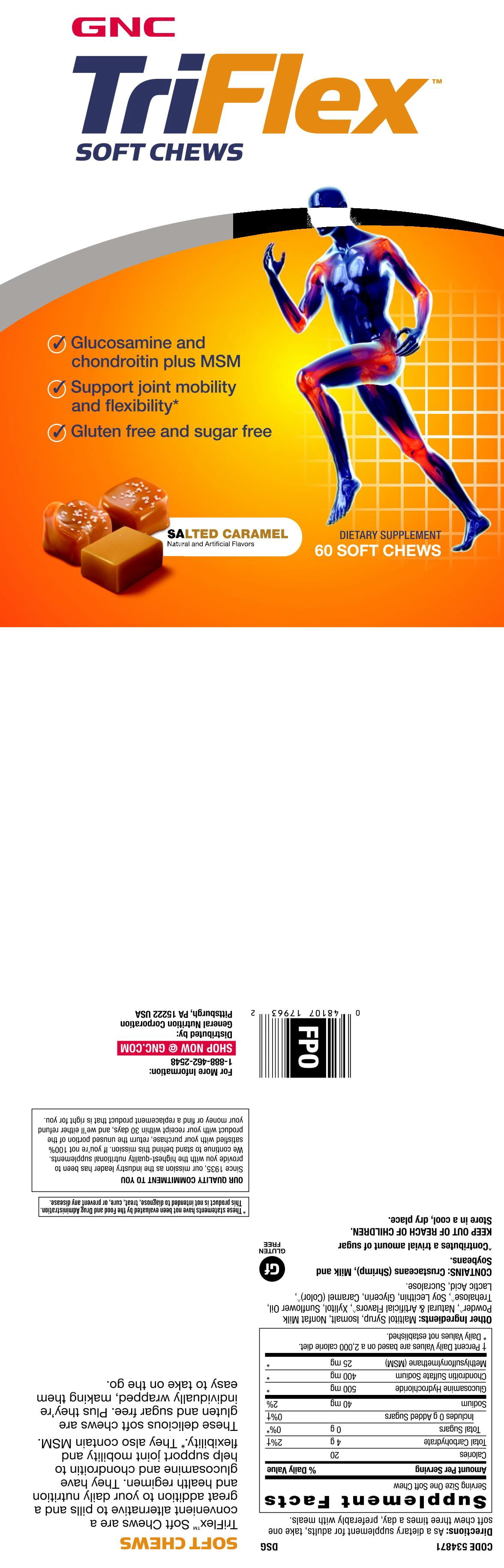 GNC TriFlex Soft Chews, Salted Caramel, 60 Soft Chews, Supports Joint Health