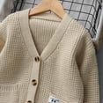 thumbnail image 4 of AINIYS Kids Boys Girls Button Closure Cardigan Kid Knit Sweater Solid Color V-Neck Cardigan with Pockets Khaki 13 Years, 4 of 6