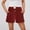 Watermelon Red#01, variant on Wowcloth Fashion Women's Summer Elastic Waist Plaid Shorts with Pockets & Buttons, Comfortable Casual Solid-Like Cotton-Linen Pants