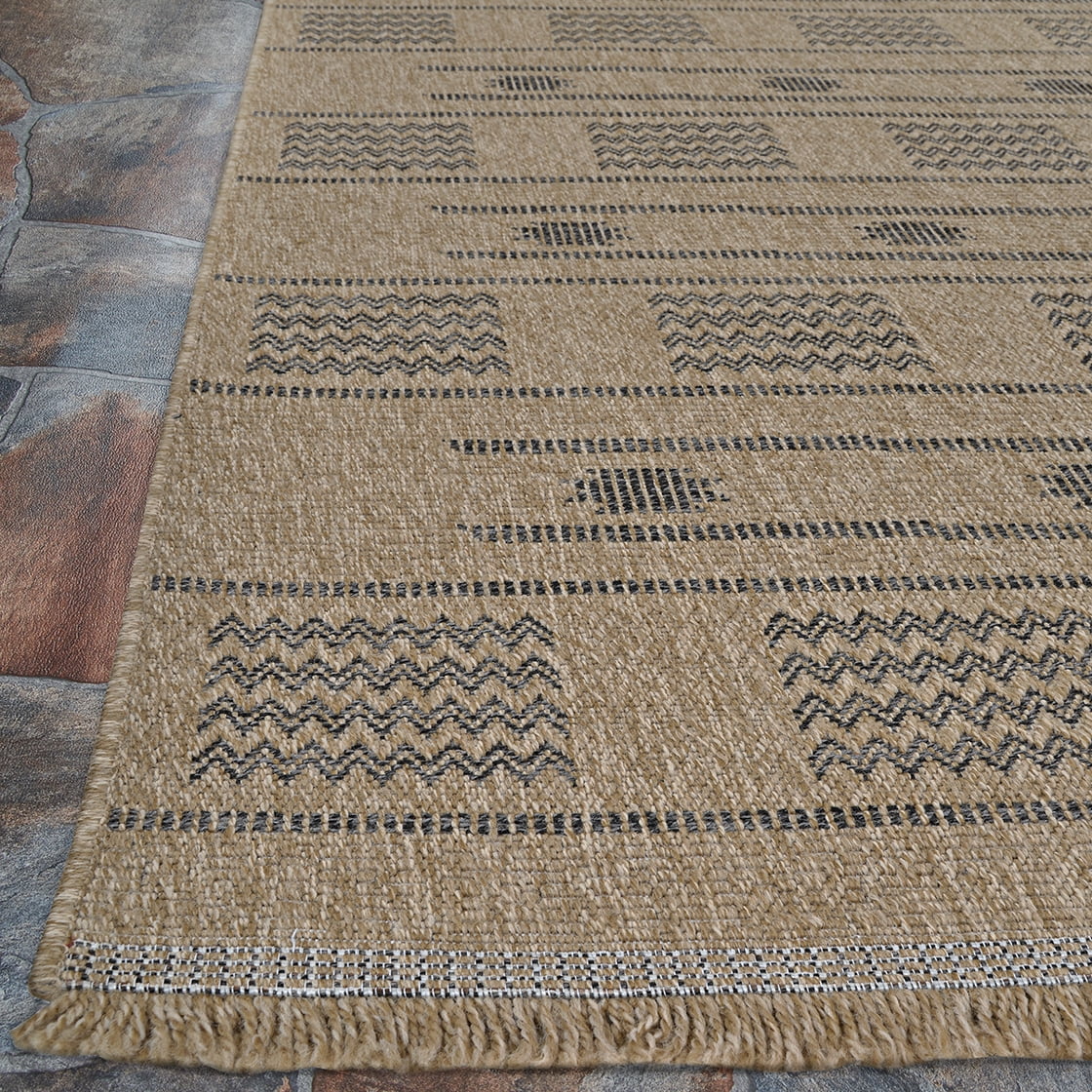 Couristan Naturalistic Sonoran Indoor/ Outdoor Area Rug, Natural-Charcoal, 5'3" Round
