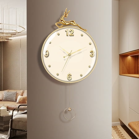 Large Wall Clock, 65 x 35 cm Roman Numerals European Industrial Round Metal Clock Metal Wall Clock, Mid Century Wall Clock