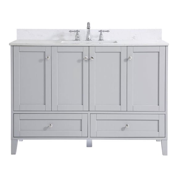 48 inch Single Bathroom Vanity in Grey with Backsplash