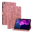 thumbnail image 2 of FJLBDE Case for Lenovo Tab P11 11.0 Inch TB-J606F, Embossed Flower PU Leather Flip Wallet Folio Stand Cover, Pink, 2 of 7