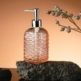 thumbnail image 4 of Vfedsrsge Wave Texture Colored Glass Soap Dispenser Pump - 350ml Refillable Bathroom Kitchen Liquid Bottle for Hand Soap Shampoo Shower Gel - Orange, 4 of 6