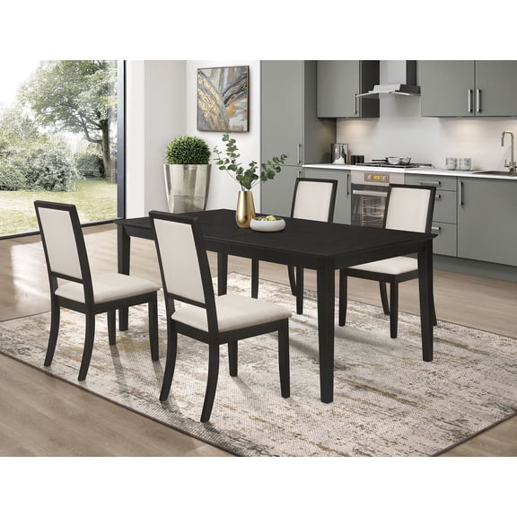 Coaster Louise 5-Piece Rectangular Extension Leaf Dining Set, Black
