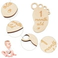 thumbnail image 3 of Baby Newborn Announcement Sign Baby Growth Milestone Sign Wooden Baby Monthly Milestone Cards Photographic Prop Footprint with Index Message & One to Twelve Months Moccasin 110x75x3mm 13pcs/set, 3 of 7