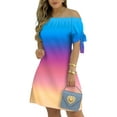 thumbnail image 2 of VISgogo Vestido Casual Femenino, Verano Rayas Fuera del Hombro Manga Corta de Una Pieza para Damas, S/M/L/XL/XXL/XXXL VISgogo  moda, 2 of 5