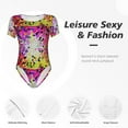 thumbnail image 6 of Easygdp Colorful Tie Dye Stained Glass 3 Women'S Waist-Cinching Short-Sleeved Onesie, Olastic Onesiet,Snaps At Bottom,Easy To Put On And Take Off - Small, 6 of 9