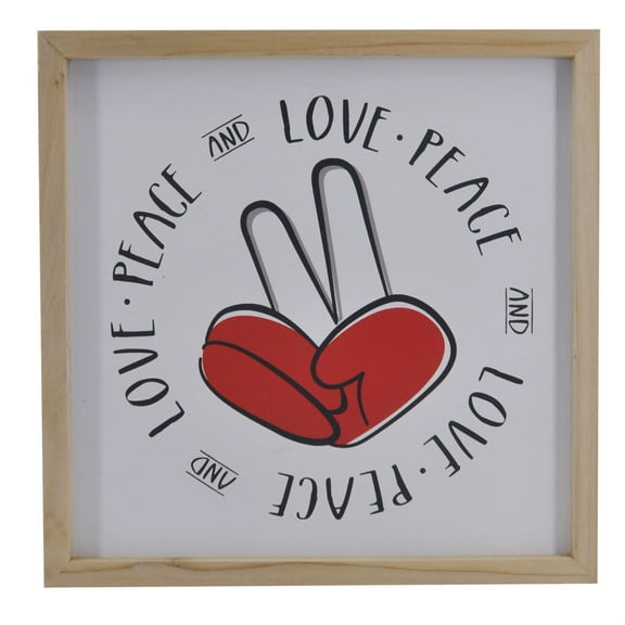 Wooden Love Peace Finger Sign Decorative Wall Art