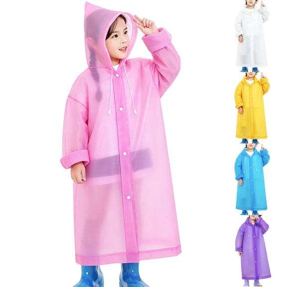 Kids Disposable Hooded Raincoat, Boys Girls Solid Color Windproof Waterproof Lightweight Poncho for Outdoor, School, Travel and Hiking Activities Yellow 9 Years
