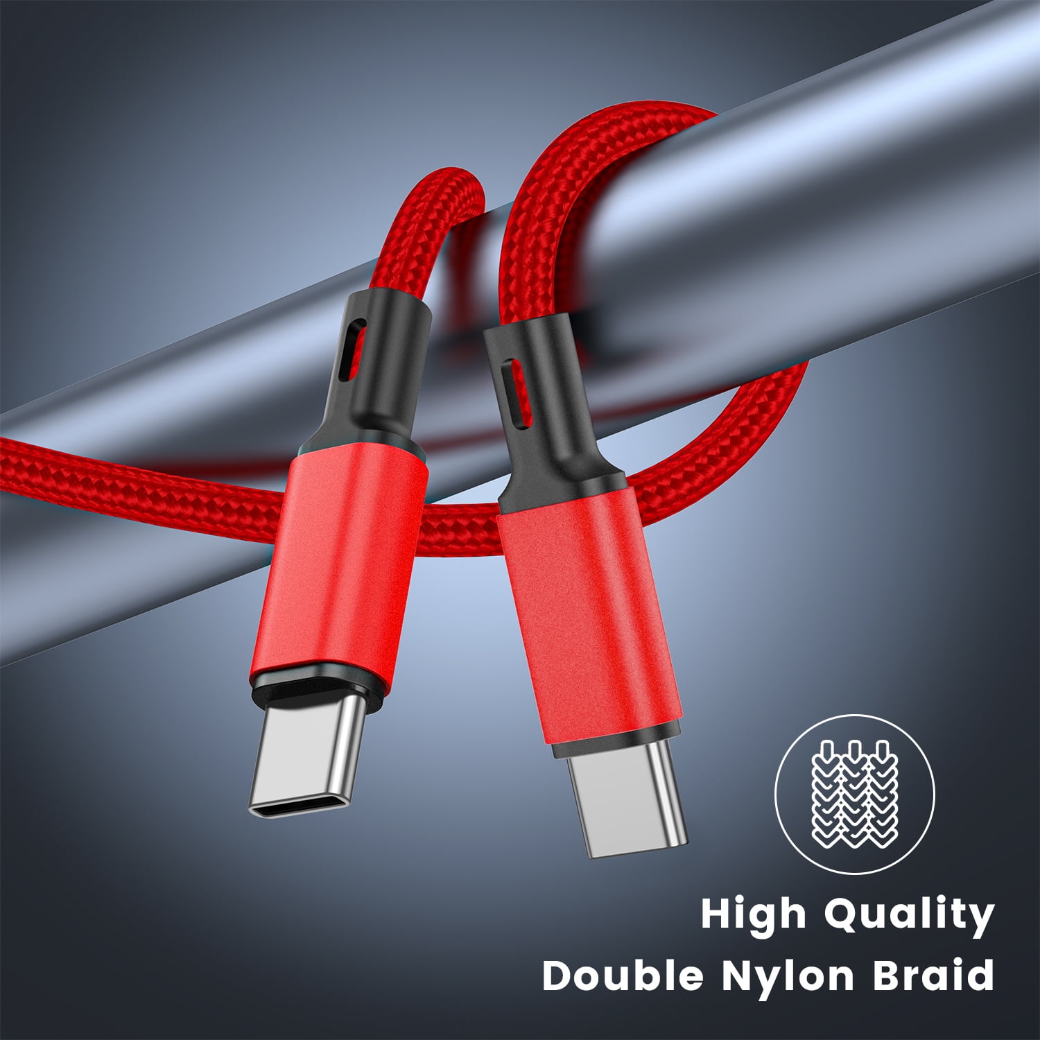 Cshidworld Type-C Charging Cable, 3 pack [6+6+10] Type C to Type C Charger Cord Compatible for Samsung S23, Note 20 Ultra, MacBook Pro, iPad Pro/ Air, iPhone 15/15 Plus/15 Pro Max, Google Pixe