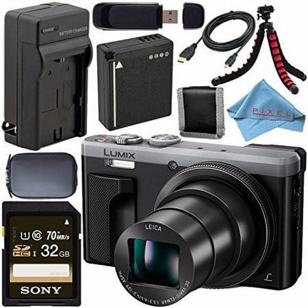 Panasonic Lumix DMC-ZS60 Digital Camera (Silver) DMC-ZS60-S + DMW-BLG10 Lithium Ion Battery + External Rapid Charger + Sony 32GB SDHC Card + Small Case + Flexible Tripod