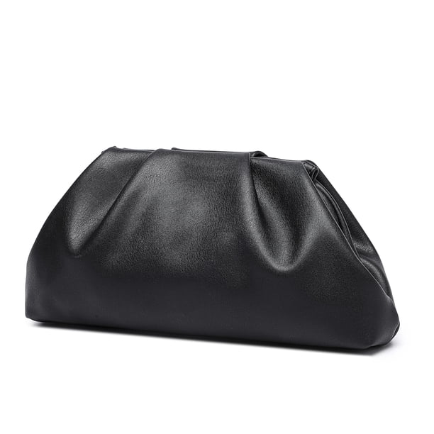 Monedero de mano YUWITA de piel sintética suave para mujer (negro)
