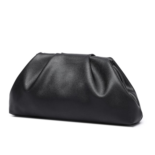 Monedero de mano YUWITA de piel sintética suave para mujer (negro)