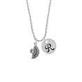 thumbnail image 2 of Delight Jewelry Silvertone Fan with AB Crystal Silvertone Script Initial Disc - R - Charm Necklace, 20"+3", 2 of 4