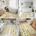 thumbnail image 4 of Sunflower and Leaf White Pattern Bathroom Rug Set 4 Piece,Includes Contour,Lid Cover,Bath Mat,Non-Slip Extra Soft Absorbent Washable, 4 of 5