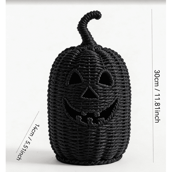 THOPBPRK 2026 Black Halloween Pumpkin, Halloween Seaweed and Pumpkin Decorations Fall Table Centerpiece for Autumn Fall Holiday Party Home Decor and Festive Fireplace Mantel Display , 11.8 Inch A
