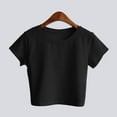thumbnail image 2 of outfmvch crop tops for women casual solid color tank short sleeve crop t-shirt womens tops crop tops black, 2 of 3